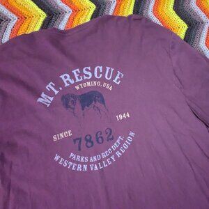 XL J.Crew T-Shirt Long Sleeve Mt Rescue Wyoming Graphic Tee Made in USA h152